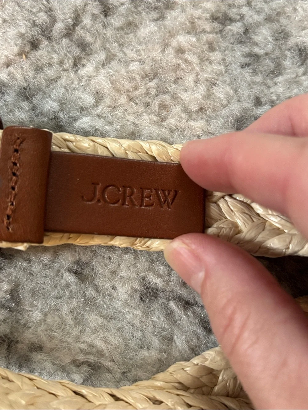 J.Crew Braided Straw Belt with Brown Leather Accent - Picture 3 of 4